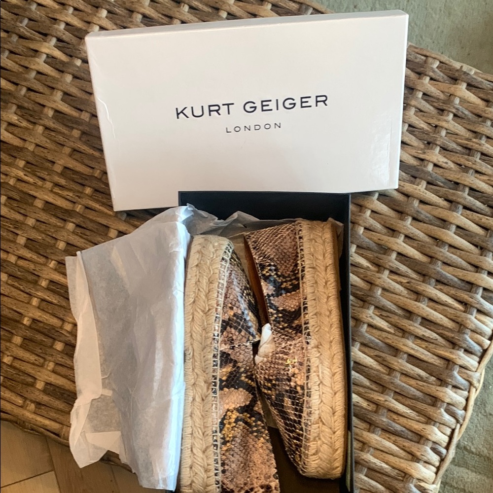 Kurt Geiger Morella Snakeskin Espadrille Flats 38.5/8